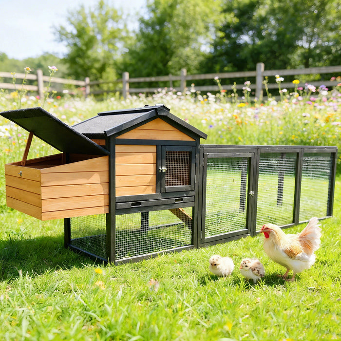 Chicken Coop With Run And Nesting Box, Large Outdoor Hen House For Backyard