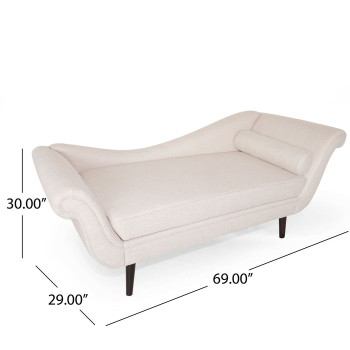 Auroral - Velvet Upholstered Chaise Lounge With Scrolled Arms And Tapered Legs