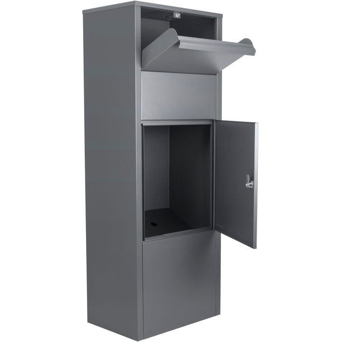Steel Large Single Compartment Locking Parcel Drop Box With Keyed Access - Gray