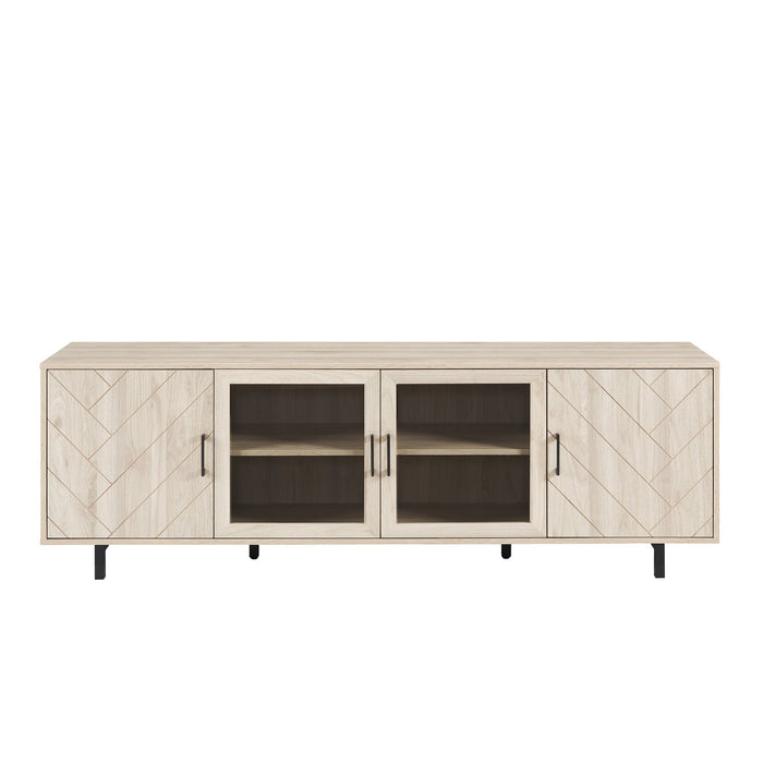 Modern Scandinavian 4 Door Herringbone 70" TV Stand For TVs Up To 80"