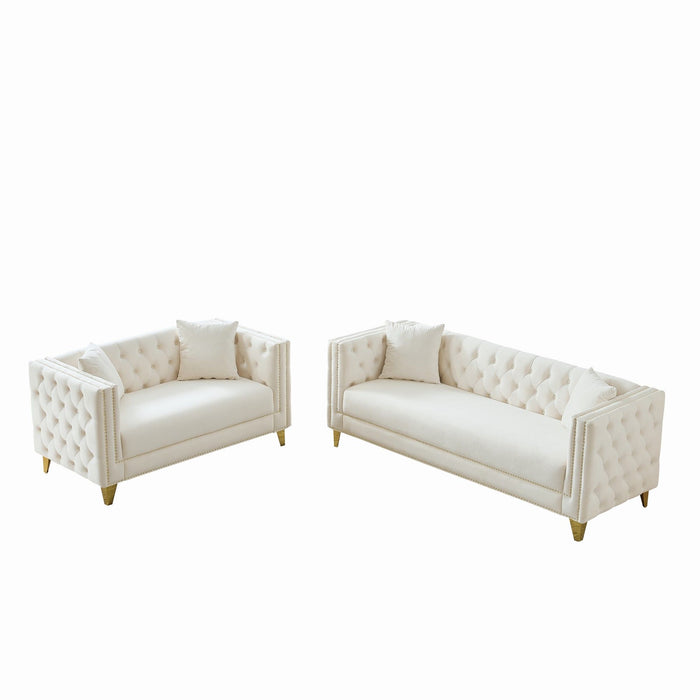 Deep Seat Sofa With Button Nailhead, Square Arm Couches