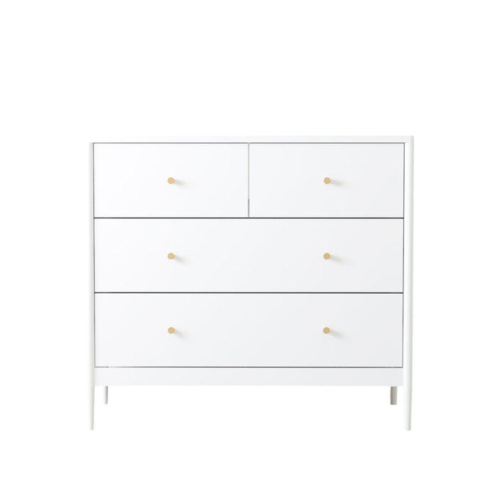 4 Drawer Kids Dresser With Antique Brass Pulls - White