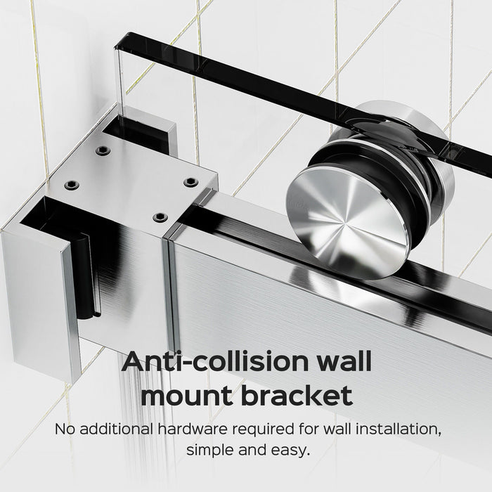 Frameless Double Sliding Soft-Close Shower Door, 3 / 8" (10Mm) Thick SGCC Tempered Glass Door, Matte