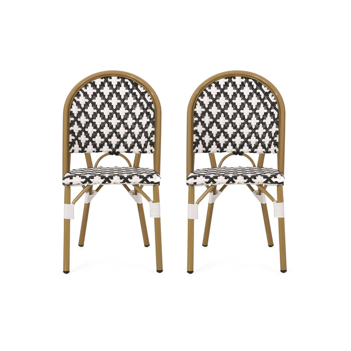 Chic French Bistro Chair With Durable Rattan And Aluminum Frame