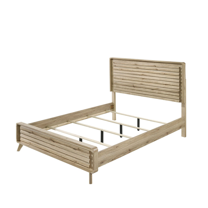 Panel Bed With Slatted Headboard And Footboard