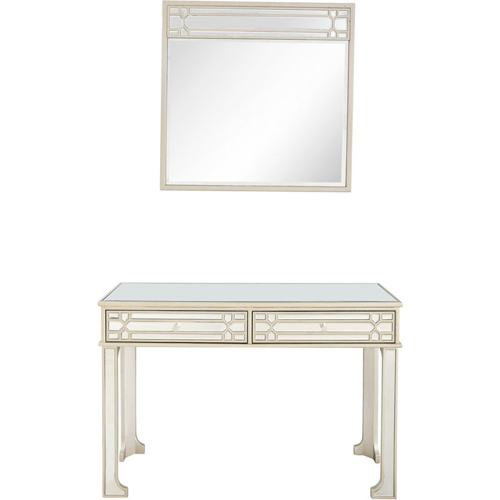 Mirrored Glass Console Table And Drawers - Champagne