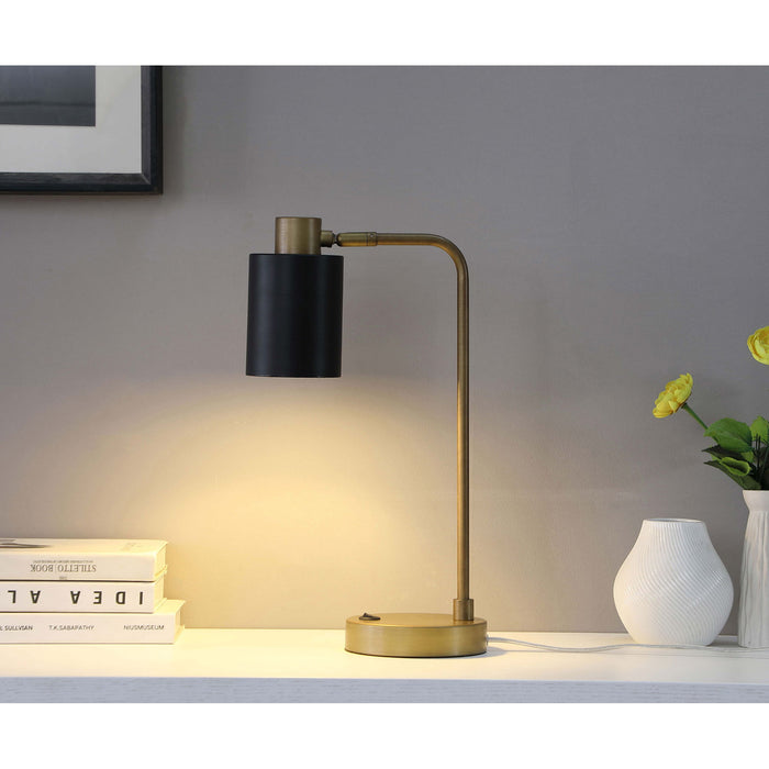 Dharma - Adjustable Table Lamp With Shade - Antique Brass