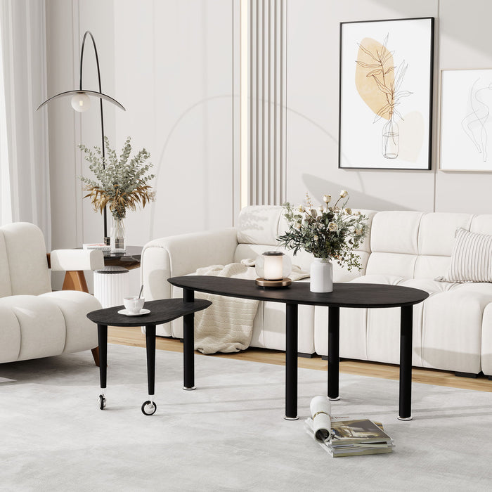 Rotatable Cocktail Table With Solid Legs, 360 Degree Rotating