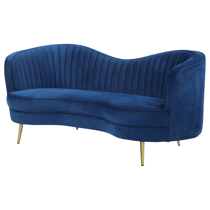 Marsden - Upholstered Vertical Channel Tufted Loveseat Seating With Tapered Legs - Blue