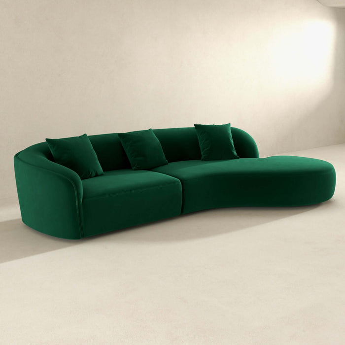 Elijah - Japandi Style Curvy Sectional Sofa - Green