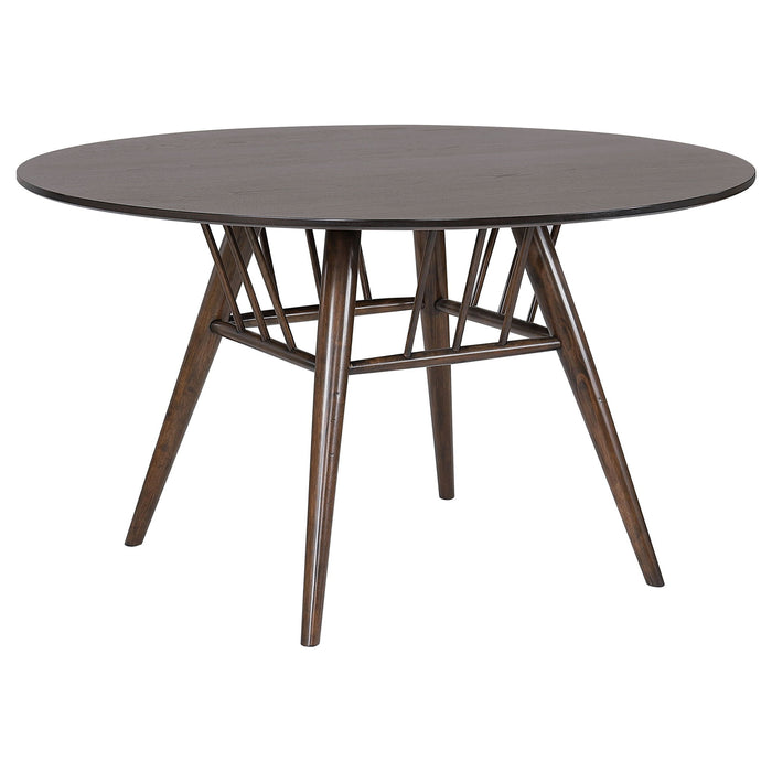Shirley - 5 Piece Round Dining Table Set With Cushioned Chairs - Dark Walnut