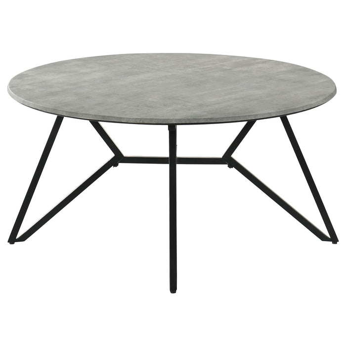 Travis - Round Top Coffee Table With Hairpin Legs - Gray / Black