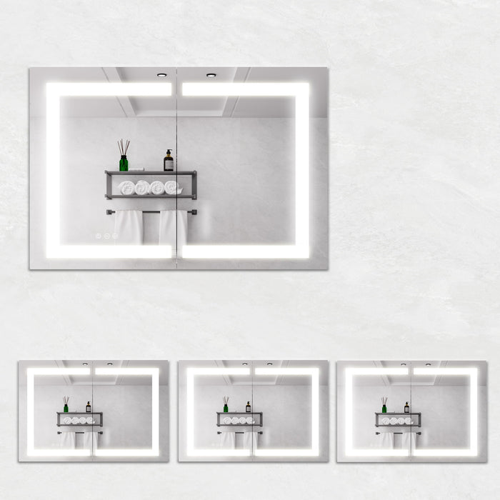 Medicine Cabinet With LED Vanity Mirror, Anti-Fog, Waterproof, Dimmable With Touch Switch