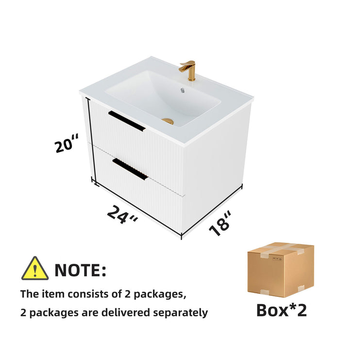 Modern Wall Mounted Floating Bathroom Vanity With Sink And Drawers
