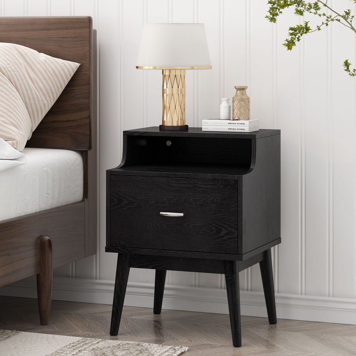 Starla - Wooden Nightstand - Black