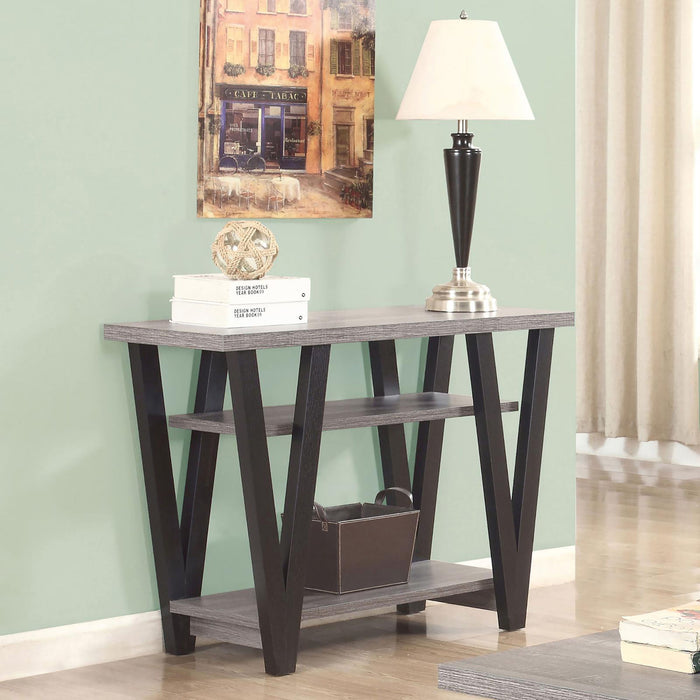Rectangle Sofa Table With V Line Design - Gray