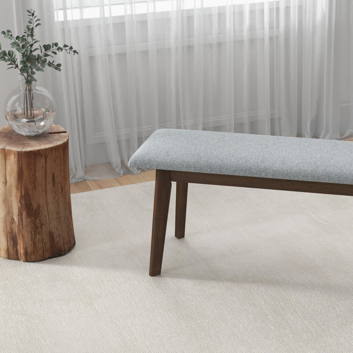 Carlos-Upholstered Solid Wood Bench - Gray