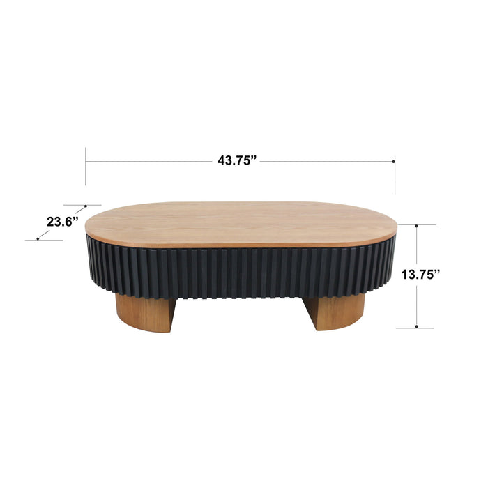 Elliptical Living Room Coffee Table With Hidden Storage And Removable Tabletop