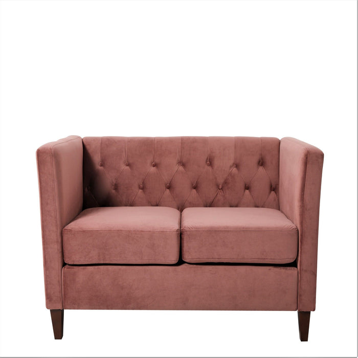 Button Tufted Loveseat, 2 Seater With Square Arm Couch For Living Room