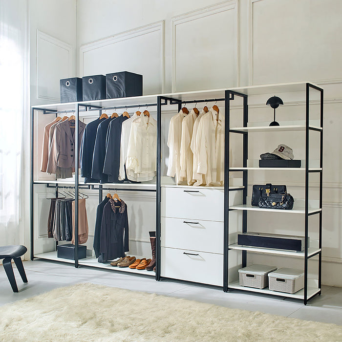 Fiona - Freestanding 4 Tower Walk In Closet System Wood Metal - White