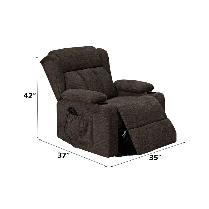 Lusio - Power Motion Recliner With Lift & Cup Holder - Brown