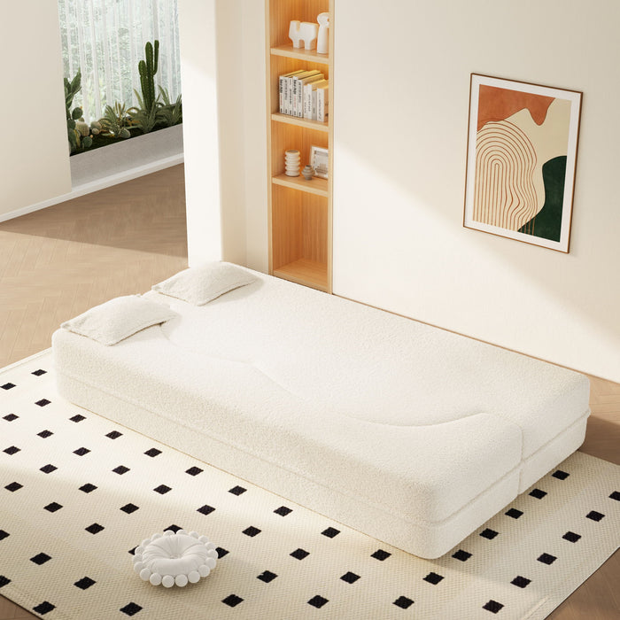 Modern Floor Sofa With 2 Pillows, Twin Size For Living Room