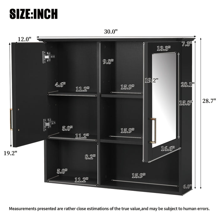 2 In 1 Wall-Mounted Mirror Cabinet With Adjustable Shelves, Soft-Close Doors, High-Definition Mirror & Storage