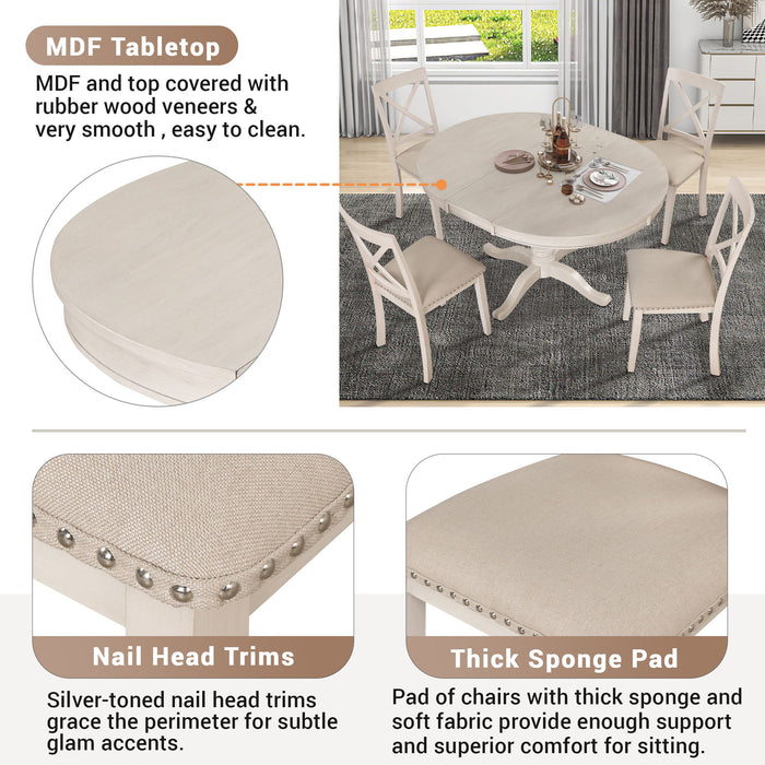 5 Piece Dining Room Set, Table And Chairs Set For 4 Persons