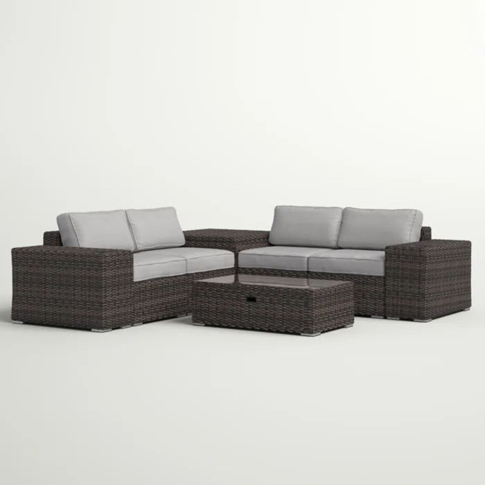 Modern Patio Rattan Sectional Set With Cushions