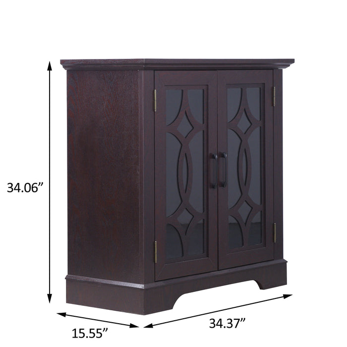 Modern Sideboard With Tempered Glass Doors - Ox Blood Red