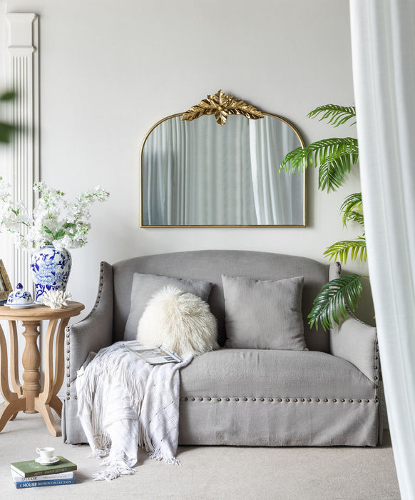 Arched Wall Mirror With Metal Frame, Wall Mirror For Living Room