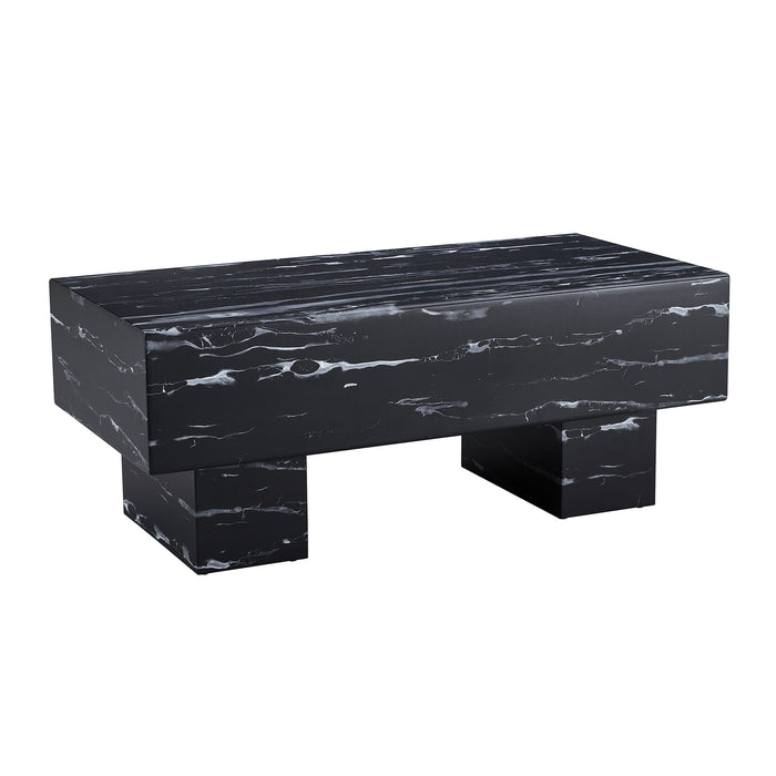 Modern Simple Marble Texture Coffee Table Stylish And Practical Design - Black