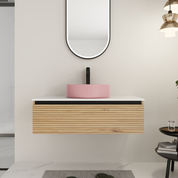 Wall Mounted Bathroom Vanity With Art Sink & 1 Soft Close Drawer