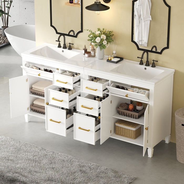 2 Piece Freestanding Bathroom Vanity Set With Sink Top, Reversible Dual Layout