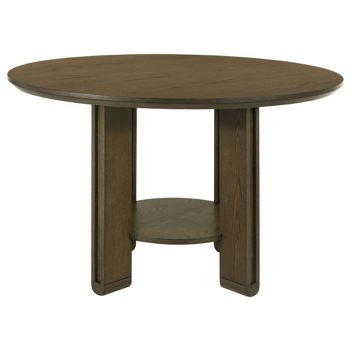 Crispin - Round Dining Table With Shelf - Brown