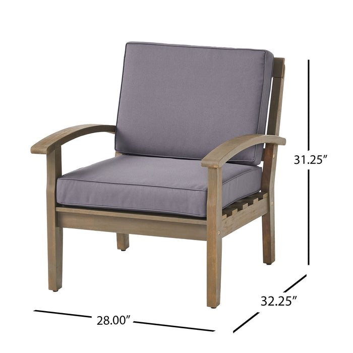 Peyton Club Chair Outdoor Seating Dark Gray Acacia Wood 32.25 X 28.00 X 31.25"