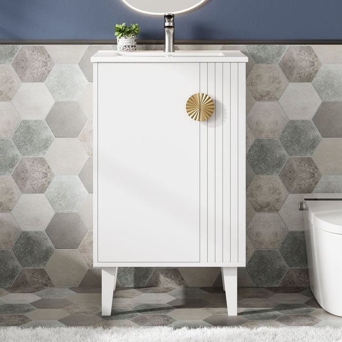 Bathroom Vanity With Sink, Soft-Close Door, Half-Moon Pulls