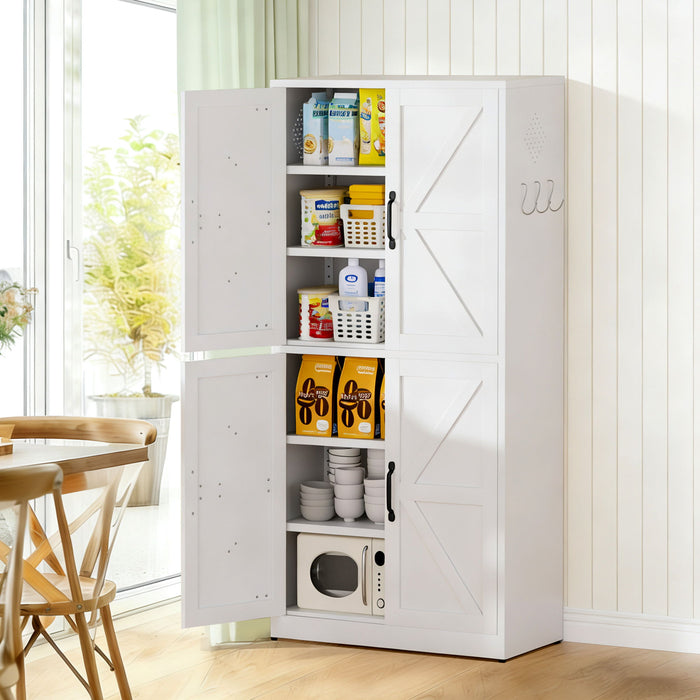 Kitchen Pantry Cabinet With Adjustable Shelves, Heavy Duty Storage - White