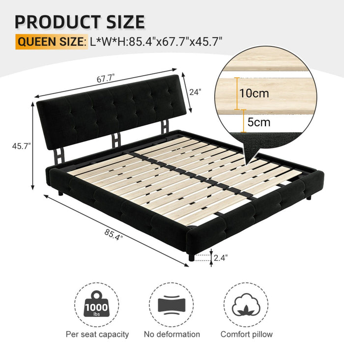 Tufted Headboard With Extra-Large Ultra-Soft Cloud Pillow Design