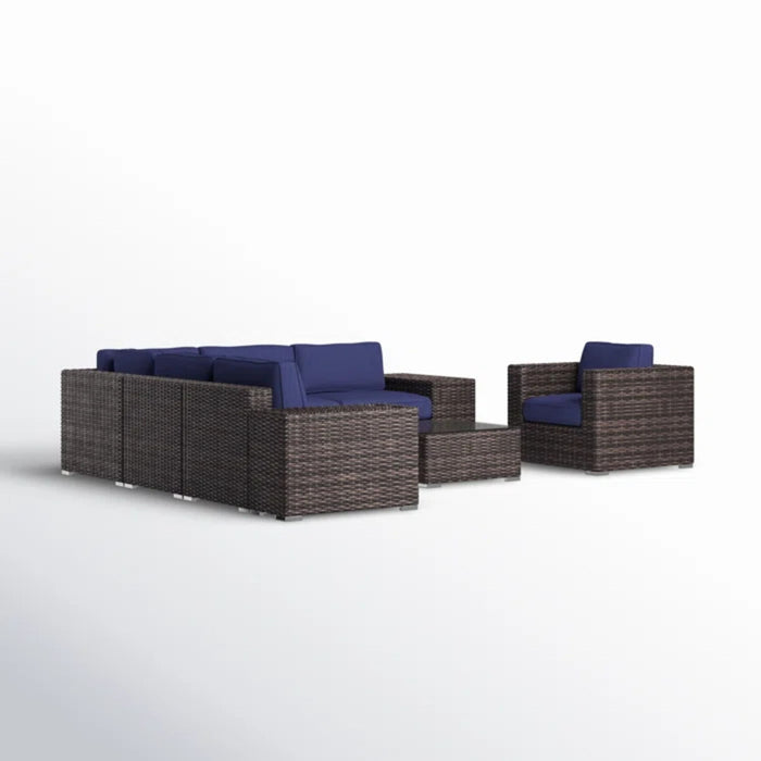 Wicker Seating Group Set With Table And Cushions