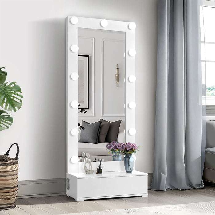 Elisa - Narrow Tall Mirror With Speaker And Drawer
