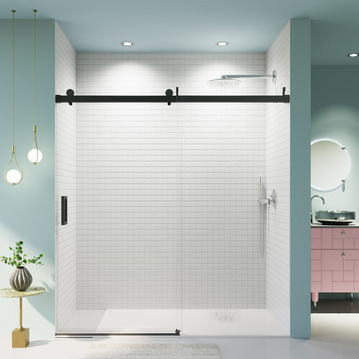 Frameless Sliding Shower Door With Soft- Close, 3 / 8" Tempered Glass