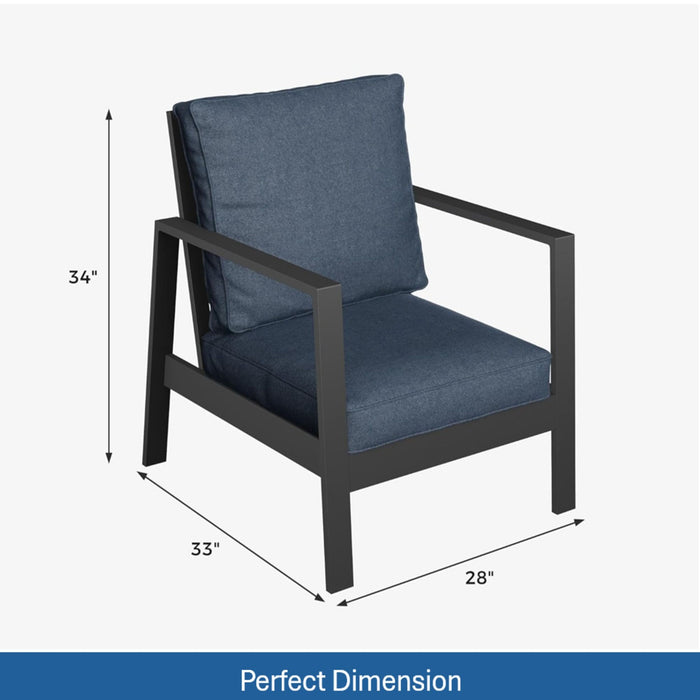 All-Weather Ergonomic Patio Armchairs With Thick Cushions (Set of 2)