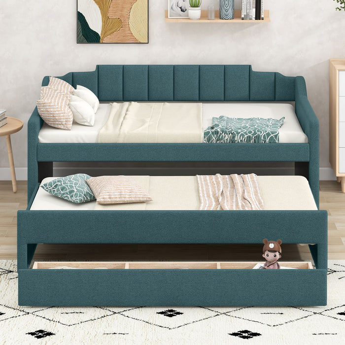 Upholstered Simple Design Daybed With Trundle And 3 Drawers