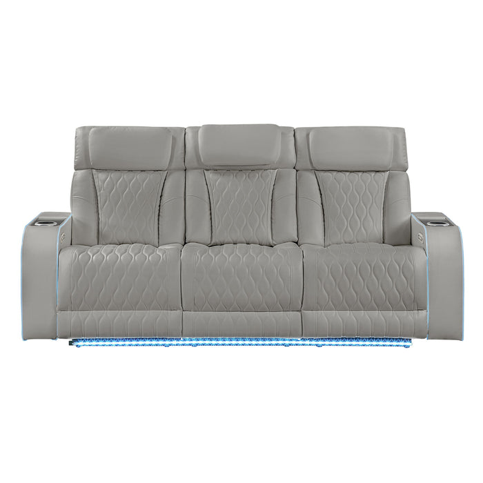 Electra - Power Reclining Sofa With Power Headrests, Drop Down Table, Reading Light, Massage, LED Lighting And USB Control