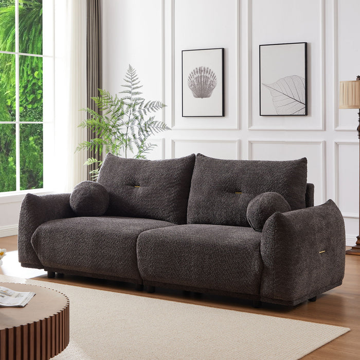 2 Seater Cushion Sofa With 2 Cushions And 2 Ball Pillows
