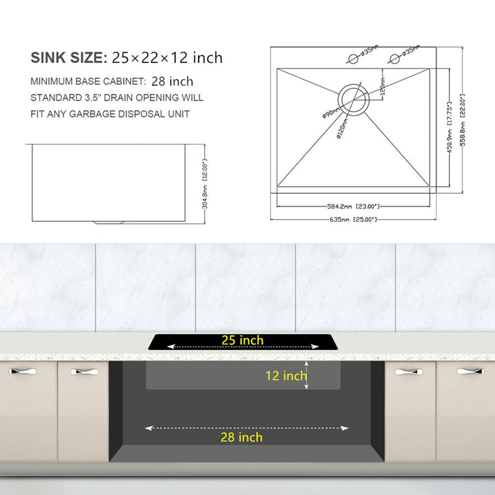 Stainless Steel Drop In Kitchen Sink, Topmount