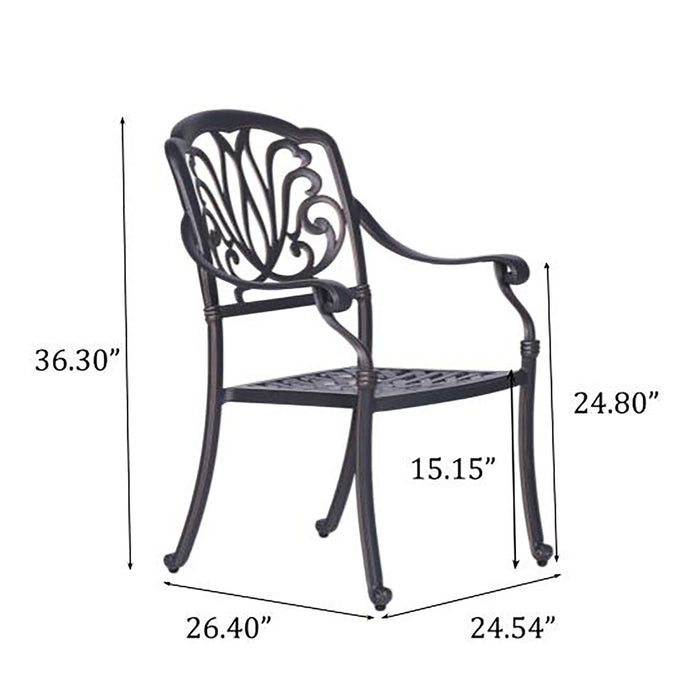 Patio Outdoor Aluminum Dining Armchair With Cushion (Set of 2)