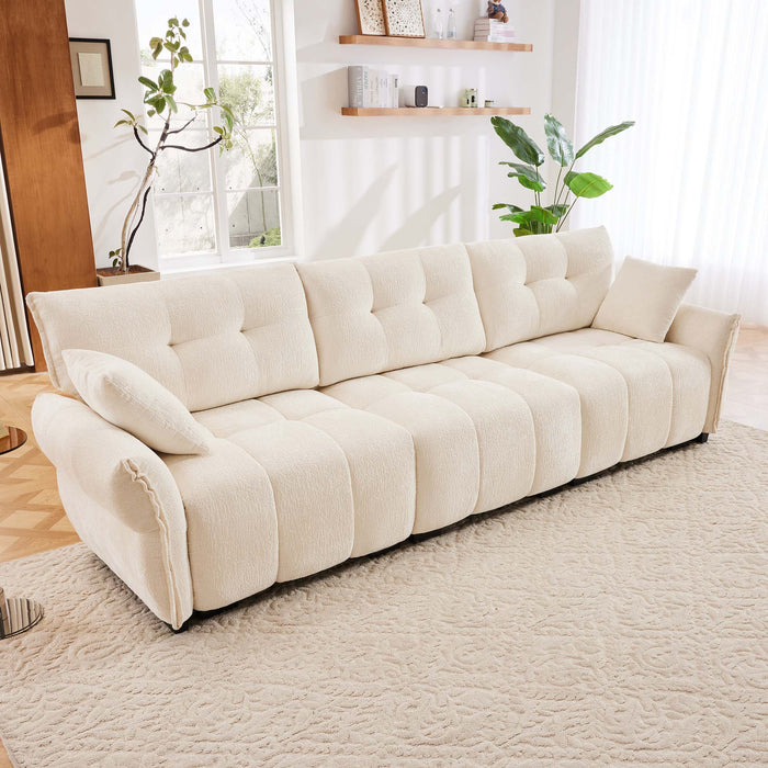 Modern Sofa & Pillows, Textured Cover, High Rebound Cushions