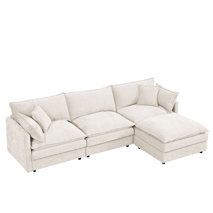 Contemporary Modular Sectional Sofa Set With Movable Ottoman